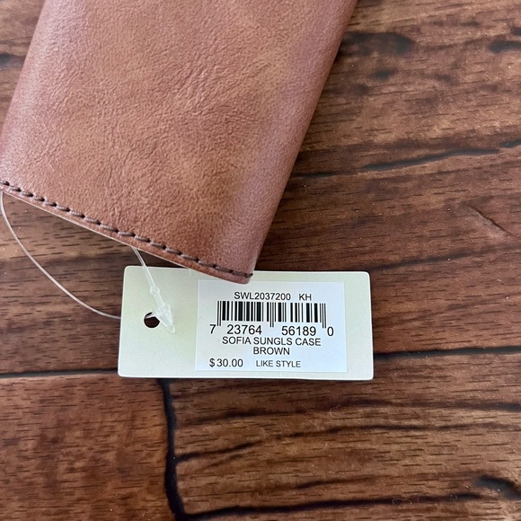 Fossil Sofia tan brown vegan leather glasses case NEW - Picture 4 of 8